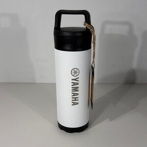 Yamaha White and Black Insulated Travel Bottle with Vertical Logo